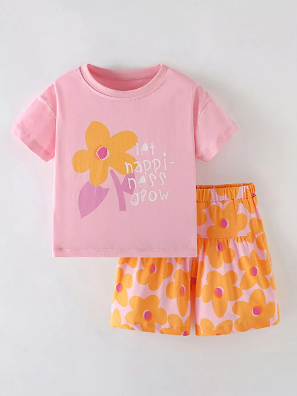 Children's Floral Print Tee and Shorts Set