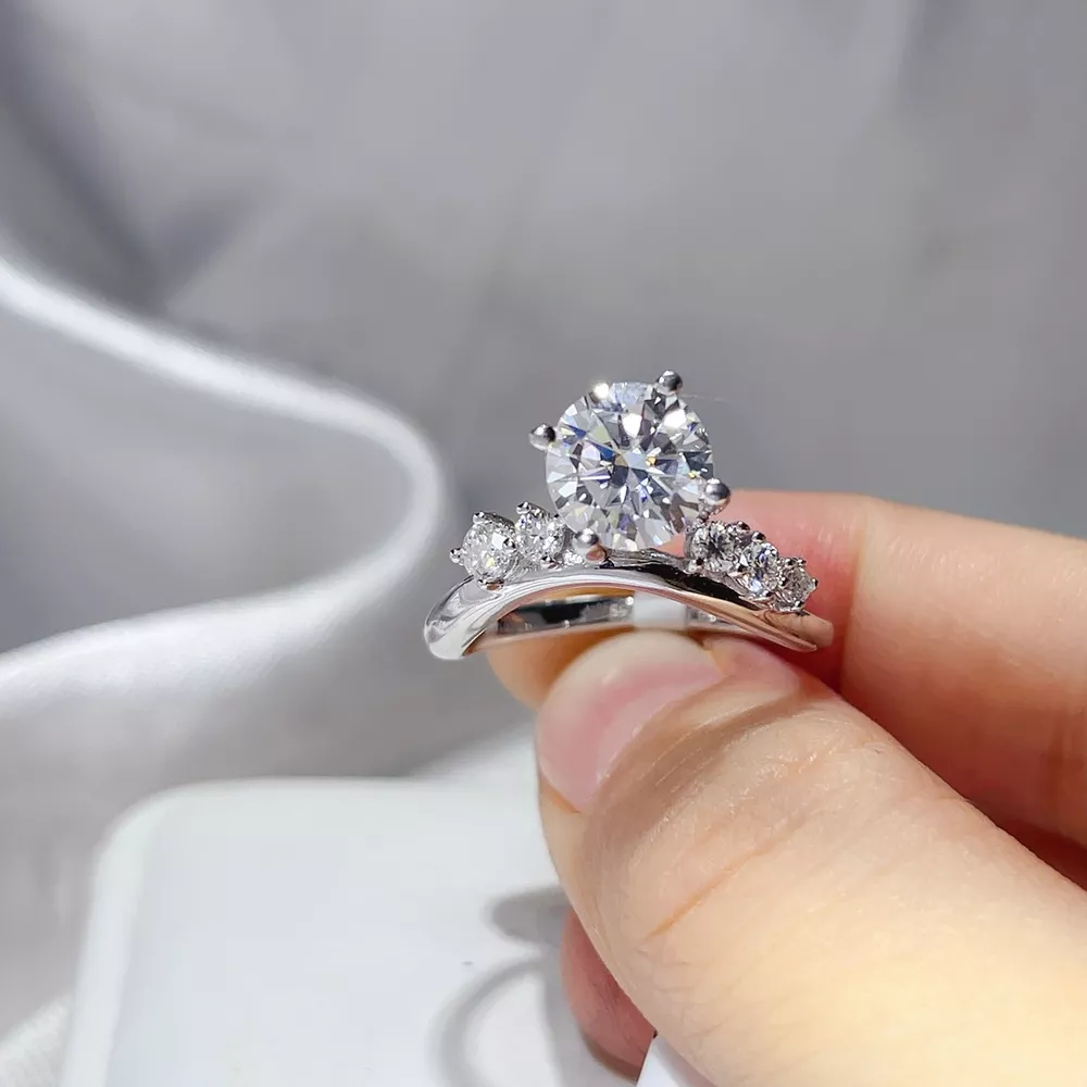 2 Carat 925 Sterling Silver Moissanite Ring, image 4