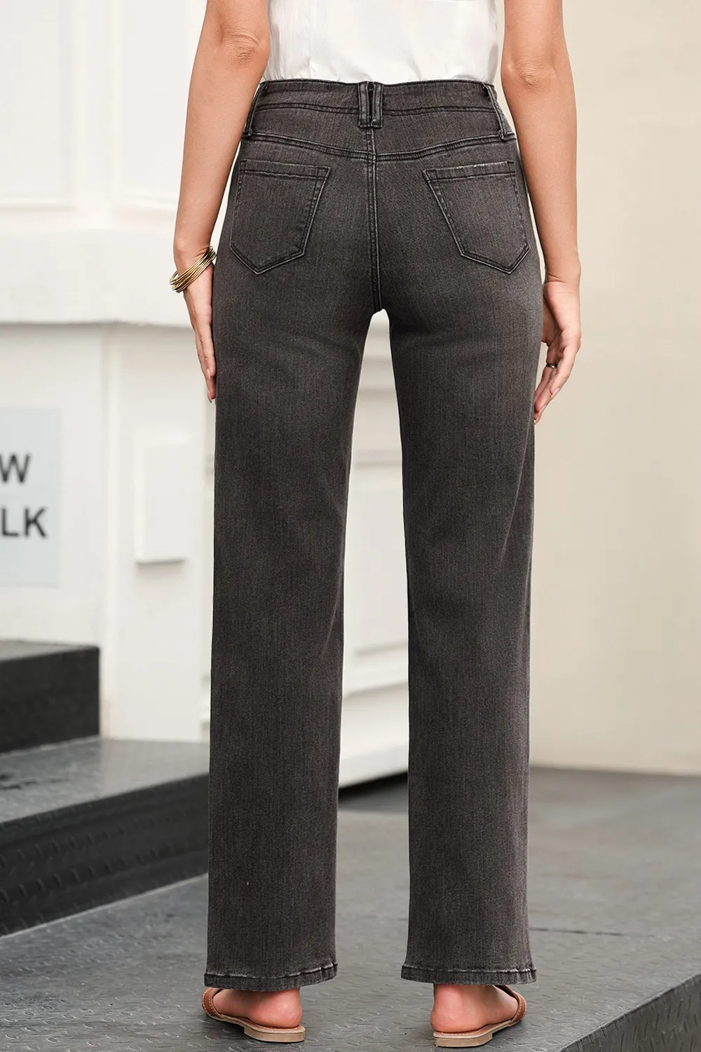 High-Waisted Wide-Leg Vintage Wash Jeans, image 2