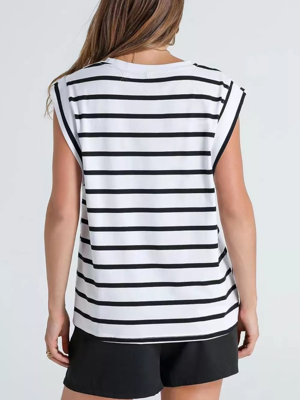Striped Round Neck Tank, image 2