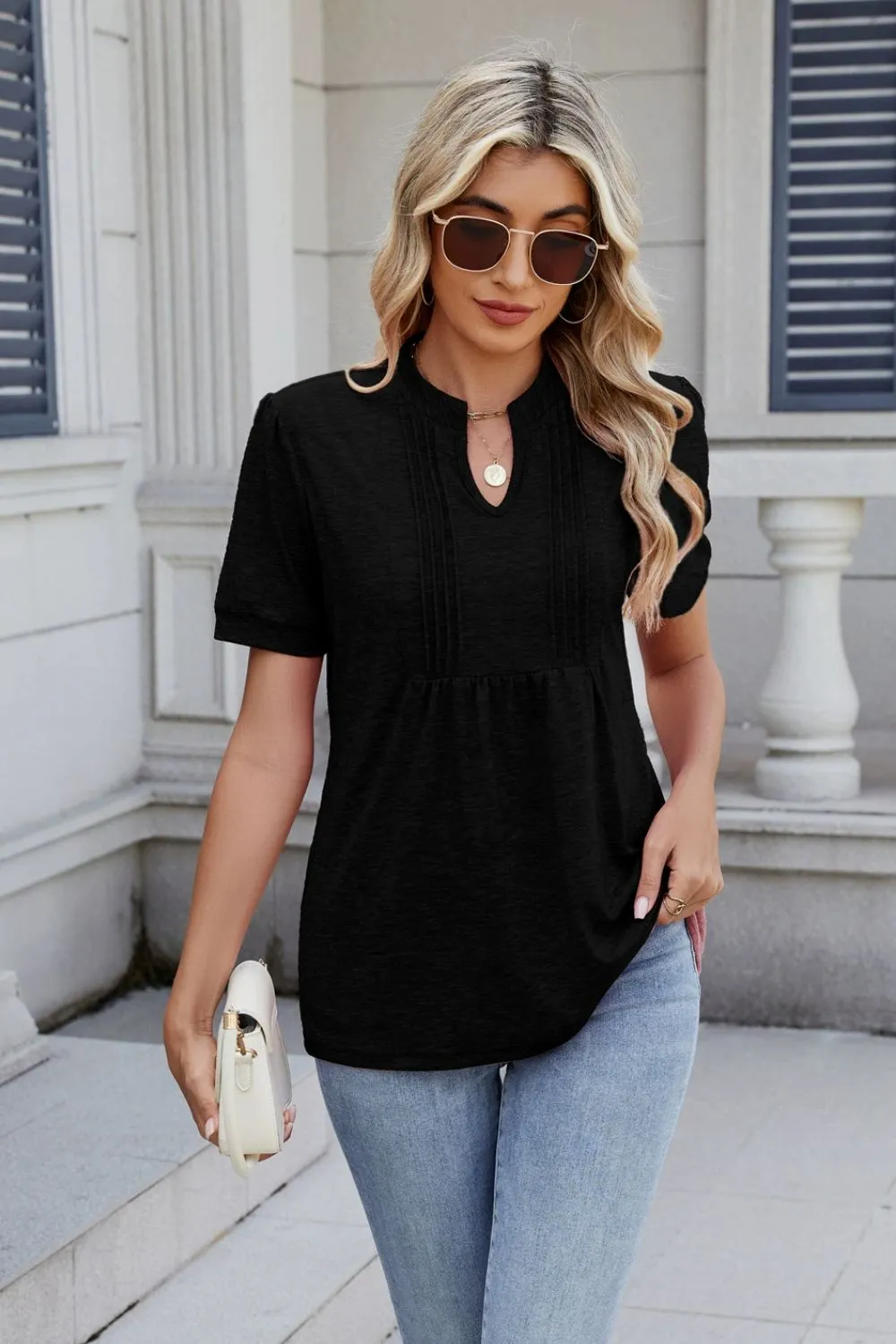 Notched Short Sleeve Top, image 9