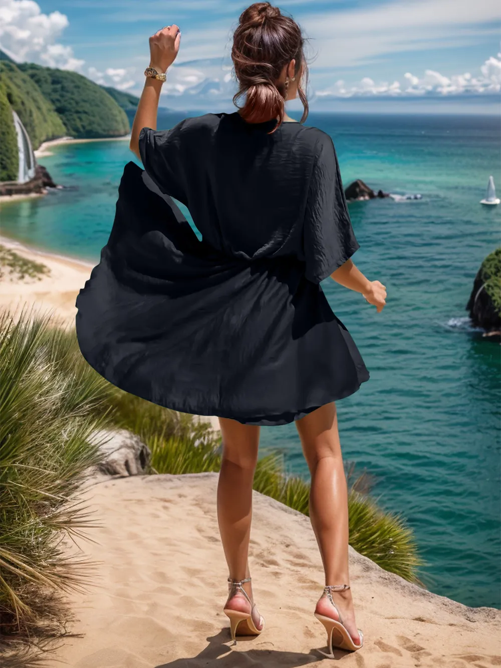 Surplice Half Sleeve Mini Dress, image 3