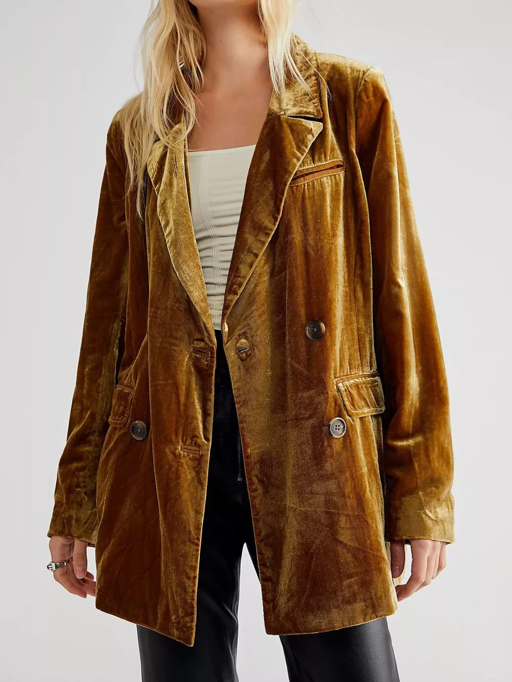 Lapel Collar Button Up Blazer, image 2