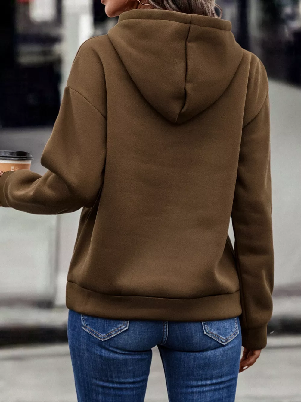 Fringe Detail Long Sleeve Drawstring Hoodie, image 2