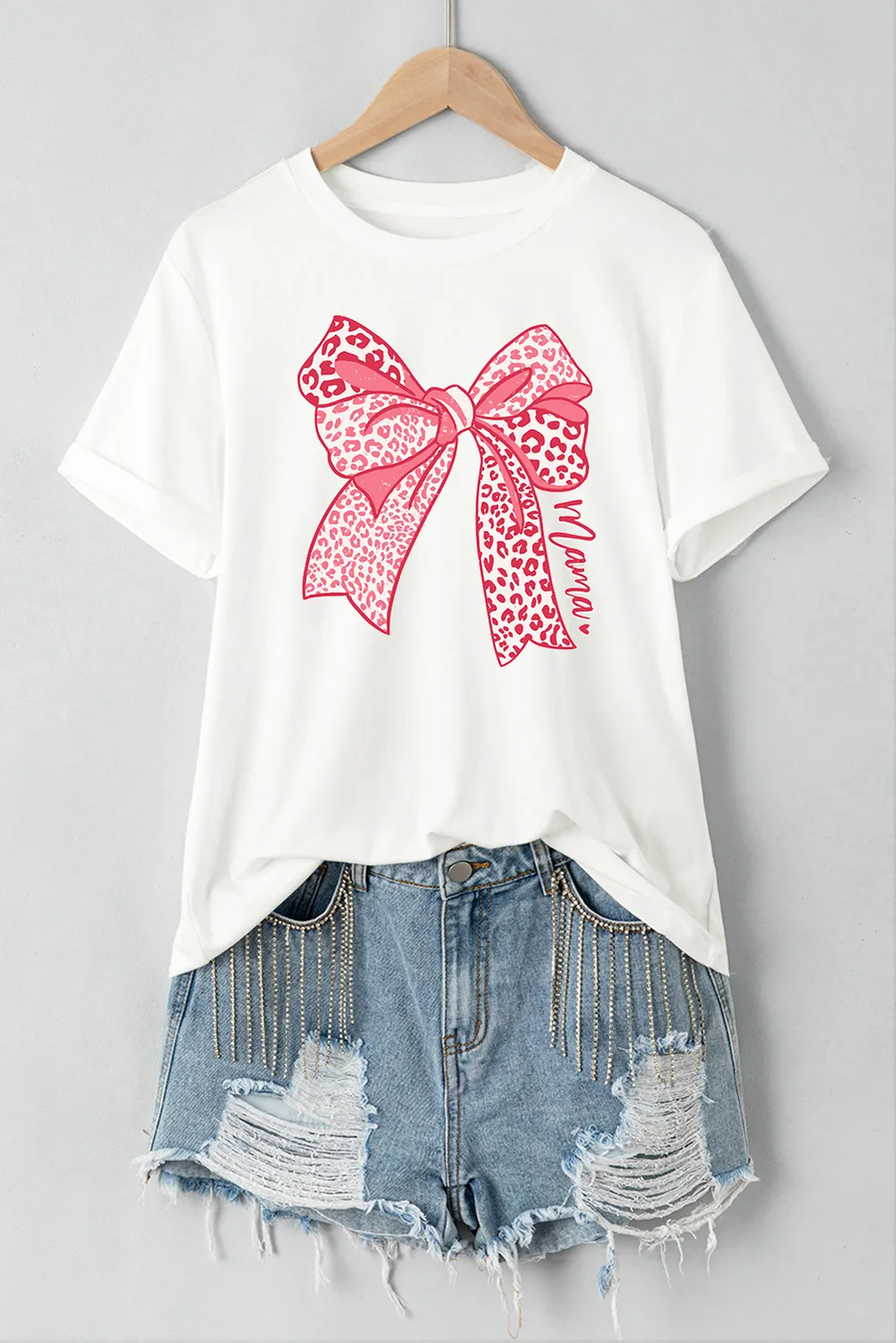 Bow Graphic Round Neck Short Sleeve T-Shirt, image 2