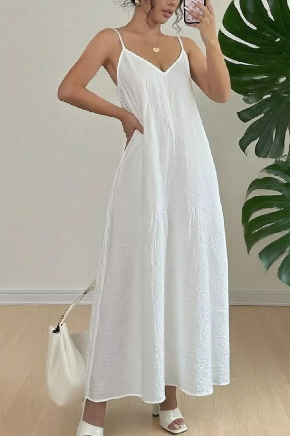 Spaghetti Strap V-Neck Maxi Dress, image 2