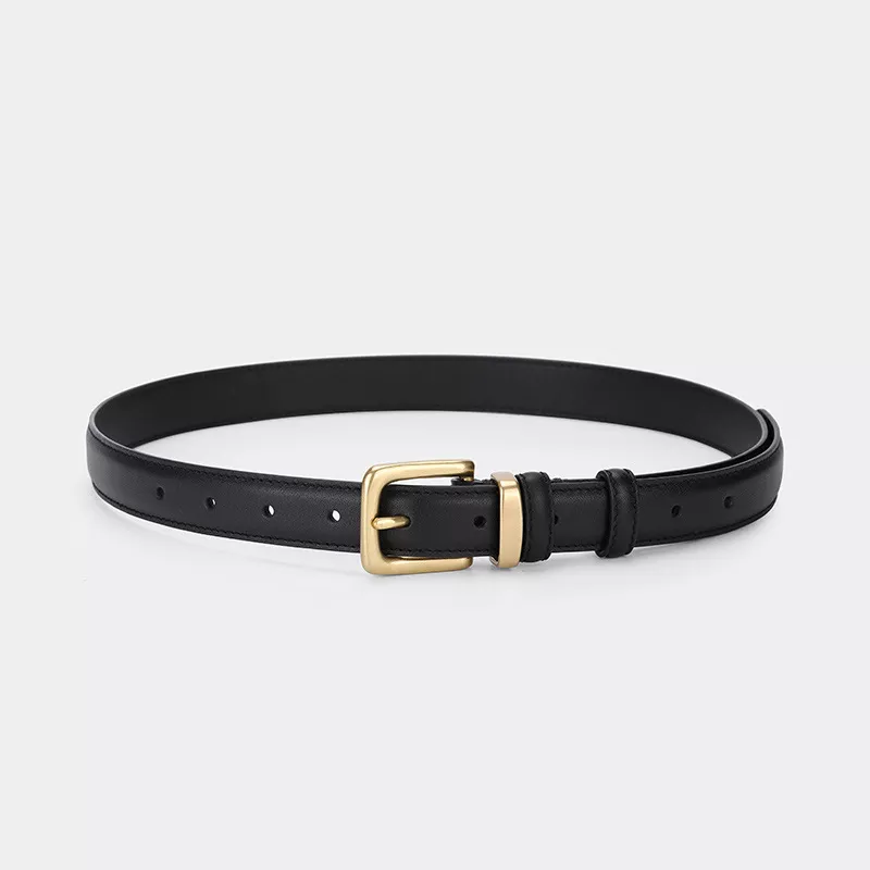 Classic Leather Belt with Golden Buckle, image 4