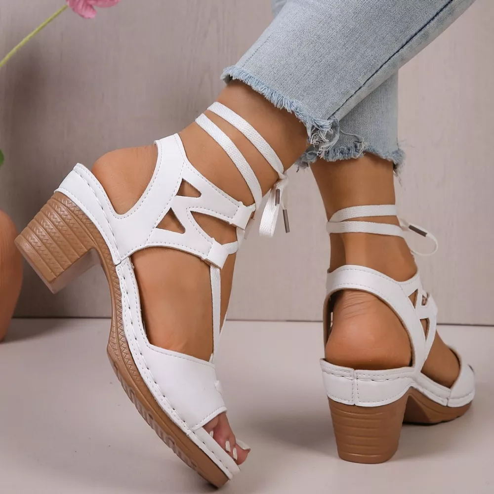 Lace-Up Block Heel Sandals, image 5