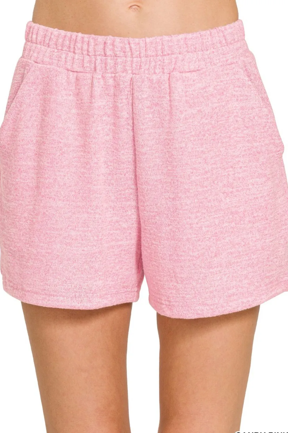 Soft Melange Hacci Elastic Waist Band Shorts
