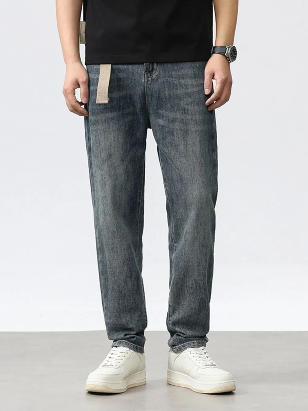 Men's Washed Relaxed Fit Wide Leg Jeans