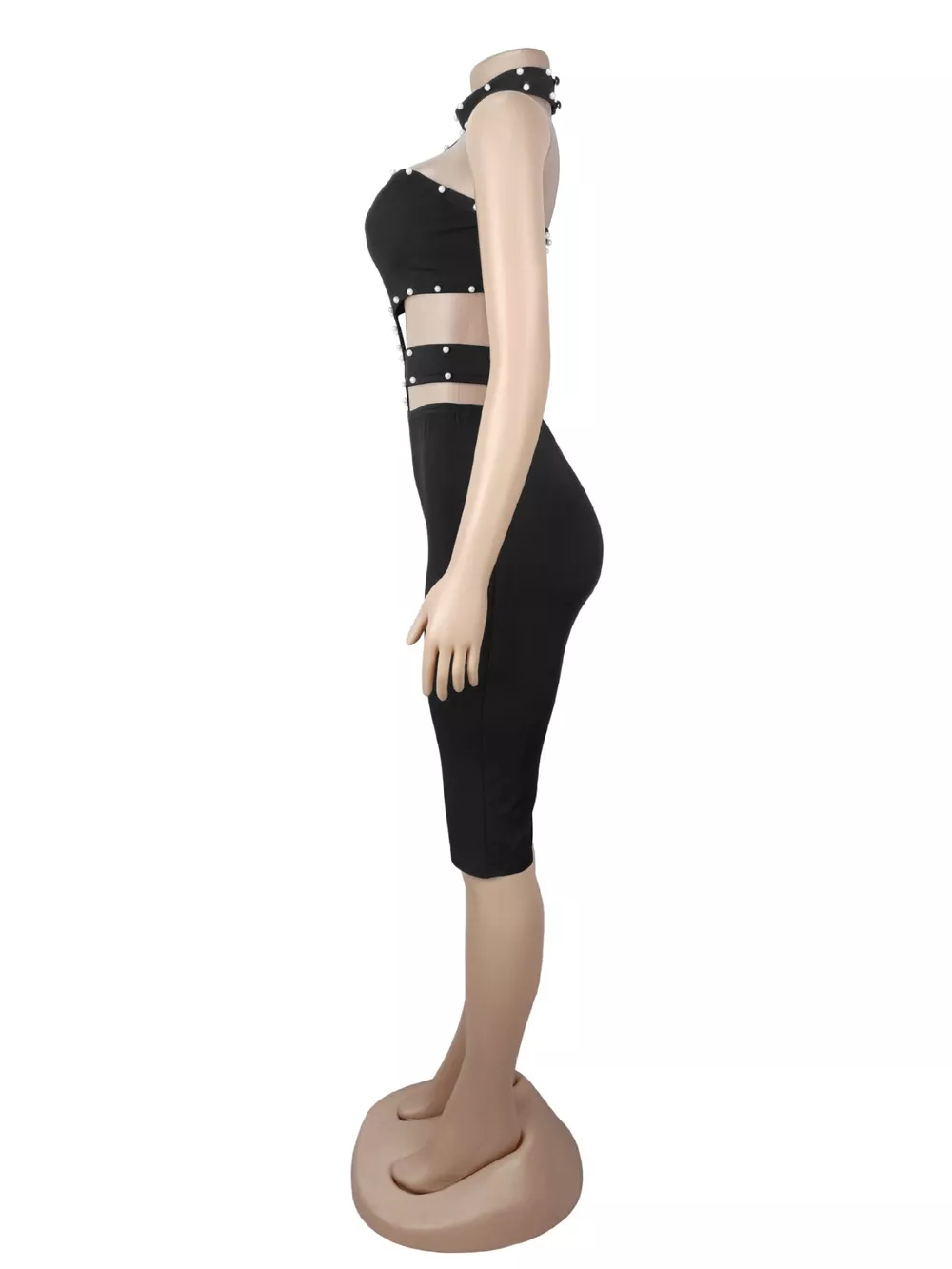 Studded Halter Cut-Out Romper, image 6