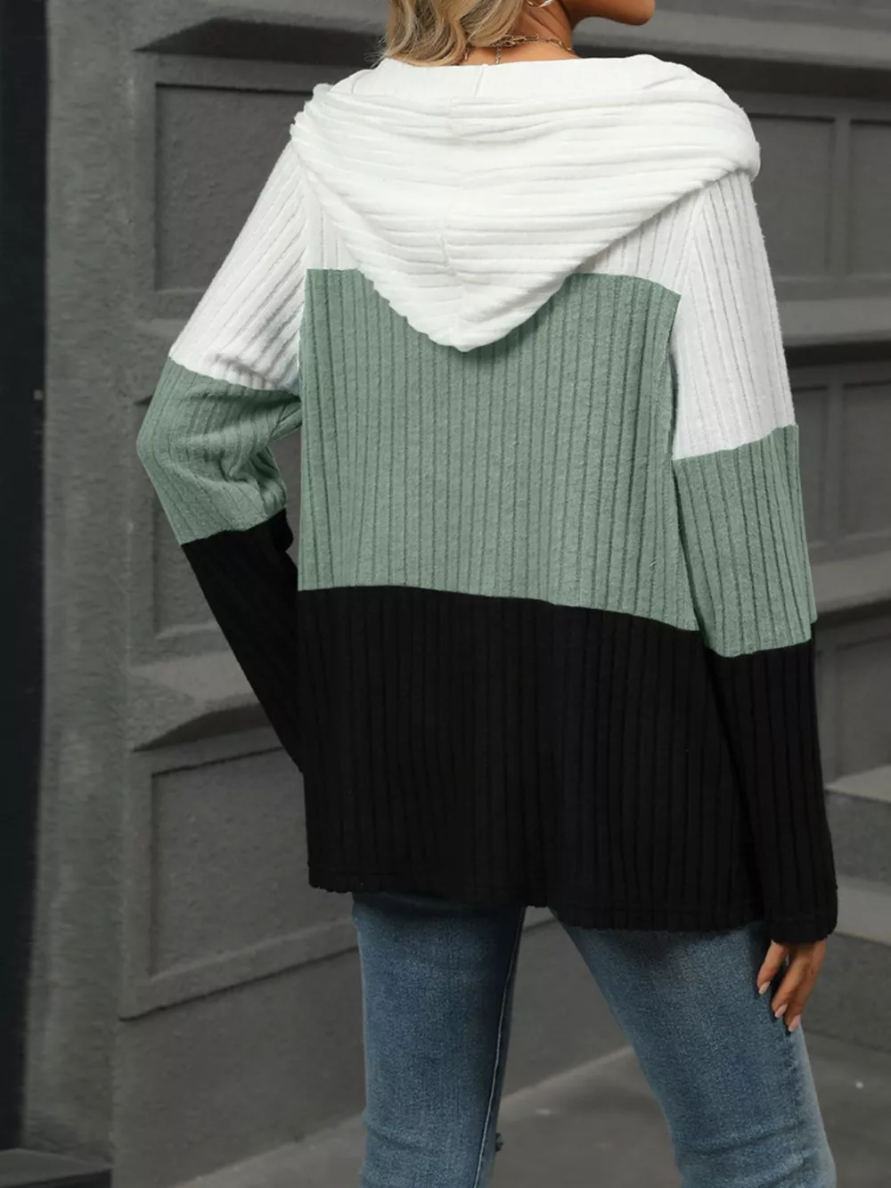 Color Block Half Zip Hooded Top, image 20