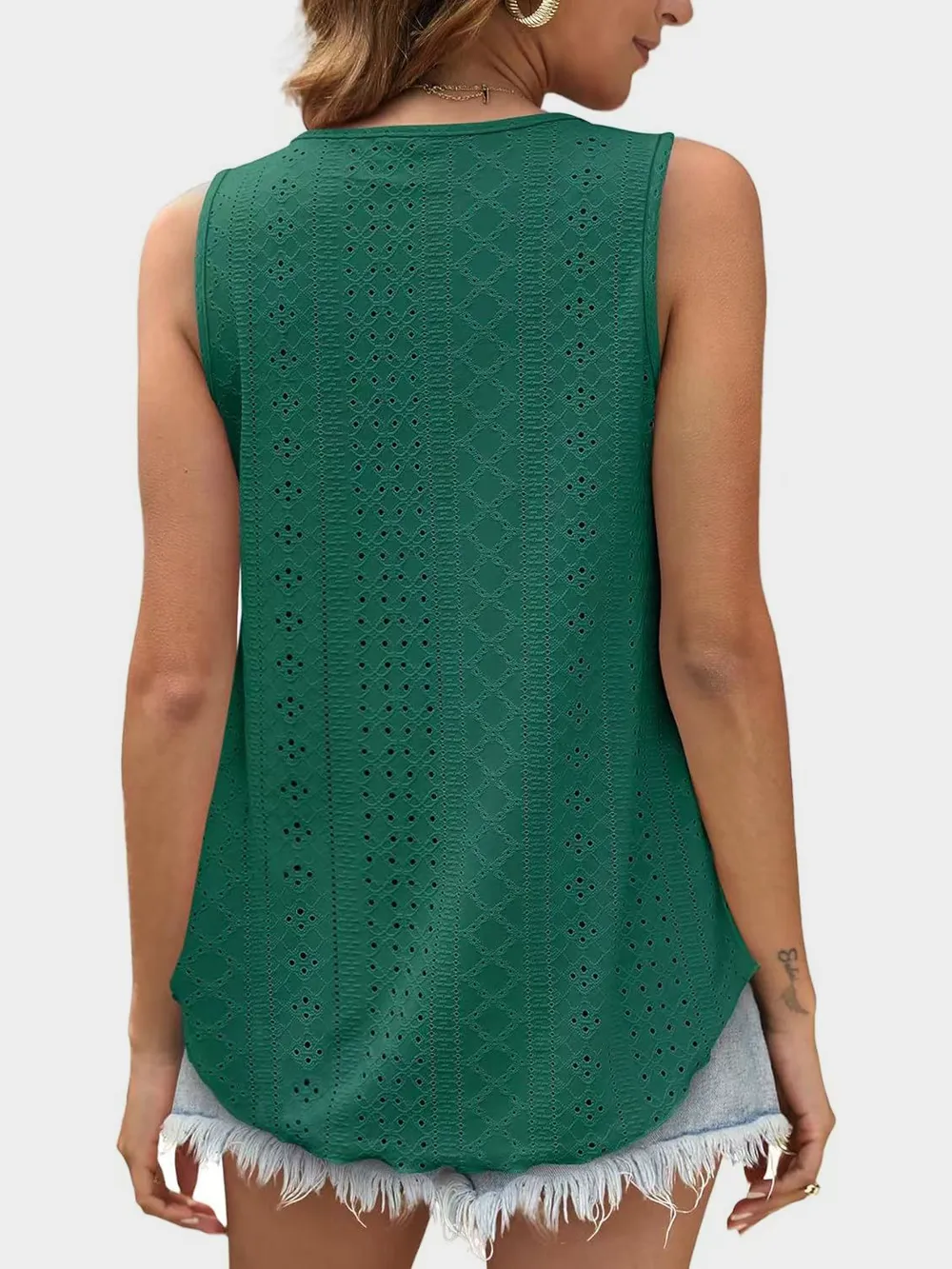 Eyelet Round Neck Tank, image 17