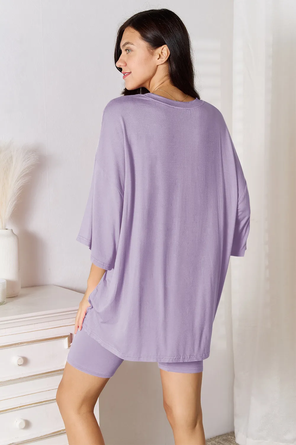 Full Size Soft Rayon Three-Quarter Sleeve Top and Shorts Set, image 17