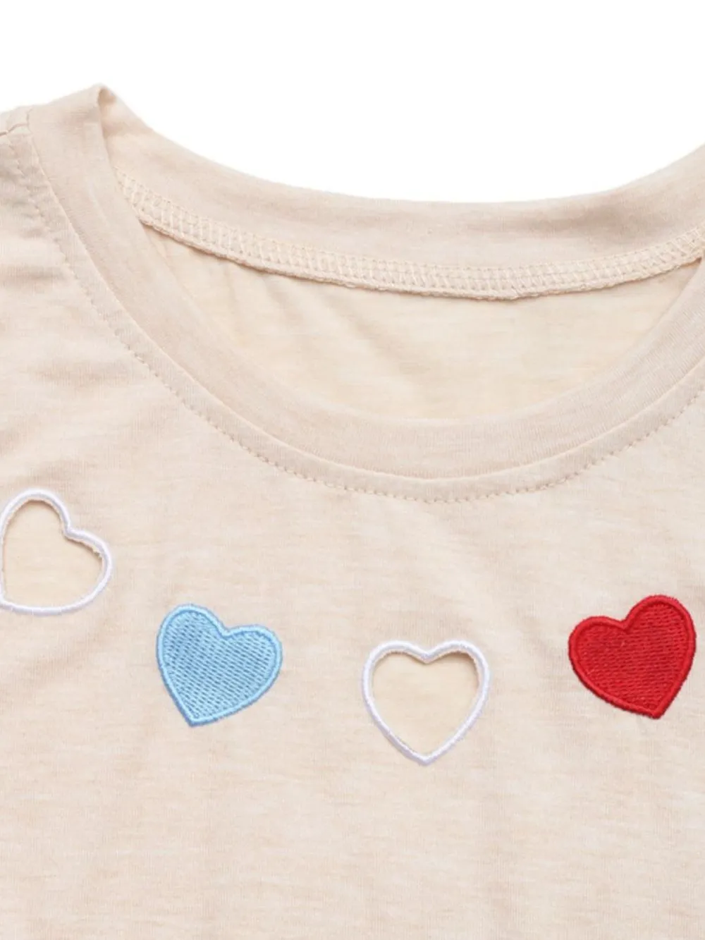 Heart Round Neck Short Sleeve T-Shirt, image 2