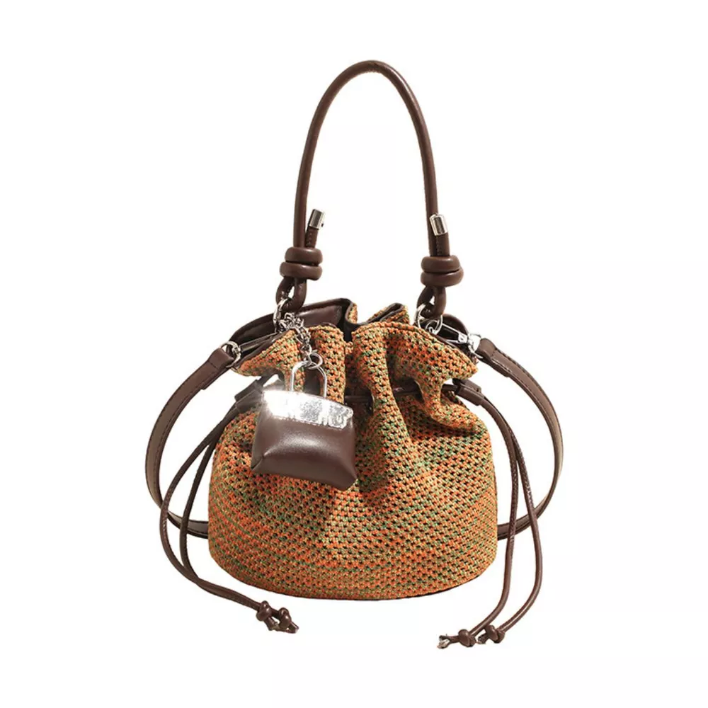 Woven Drawstring Crossbody Bag, image 7