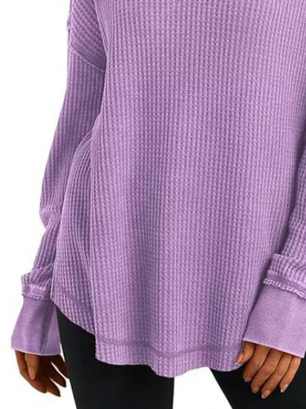 Slit Notched Long Sleeve T-Shirt, image 2