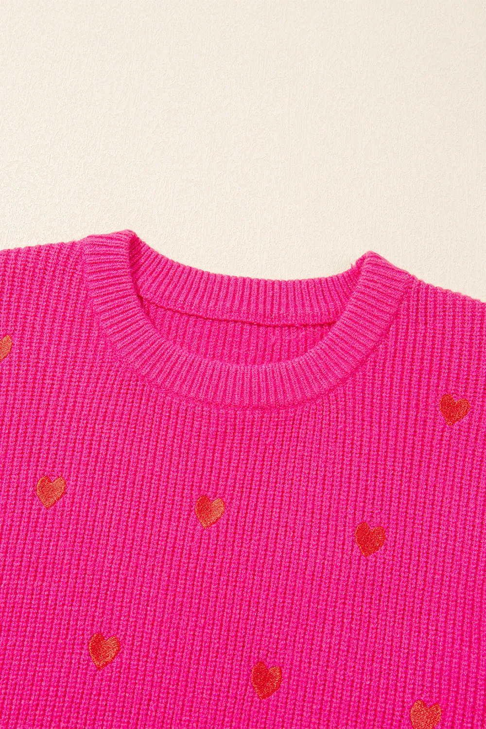 Heart Round Neck Long Sleeve Sweater, image 2