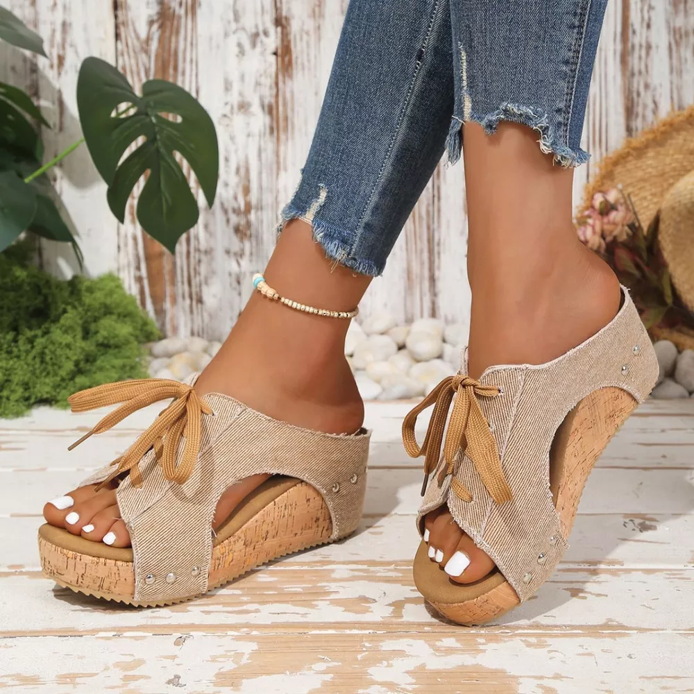 Lace Up Wedge Sandals, image 9