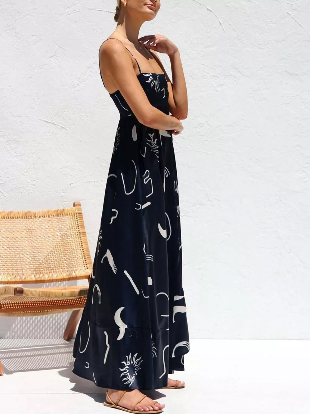Printed Spaghetti Strap Maxi Dress, image 4