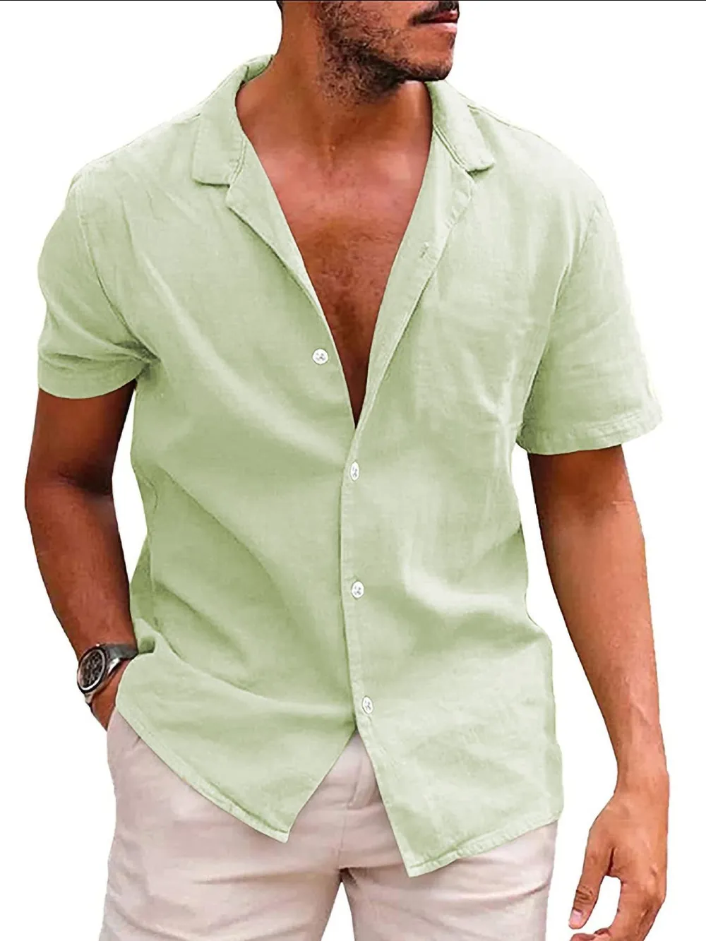 Men's Casual Short Sleeve Button-Up Shirt, image 2