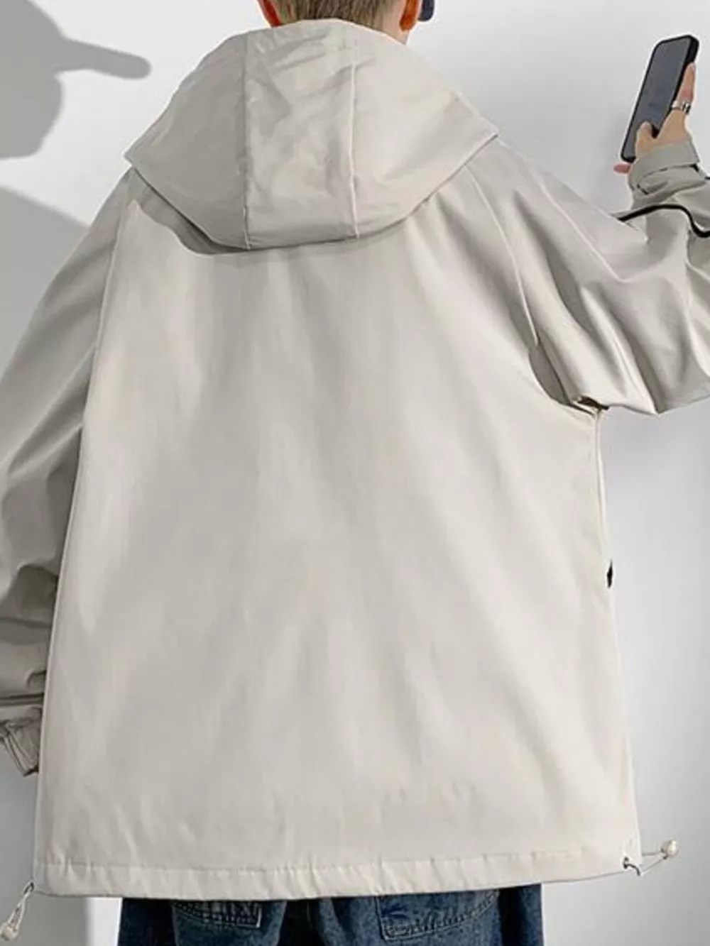 Men's Plus Size Contrast Trim Zip Up Jacket, image 4