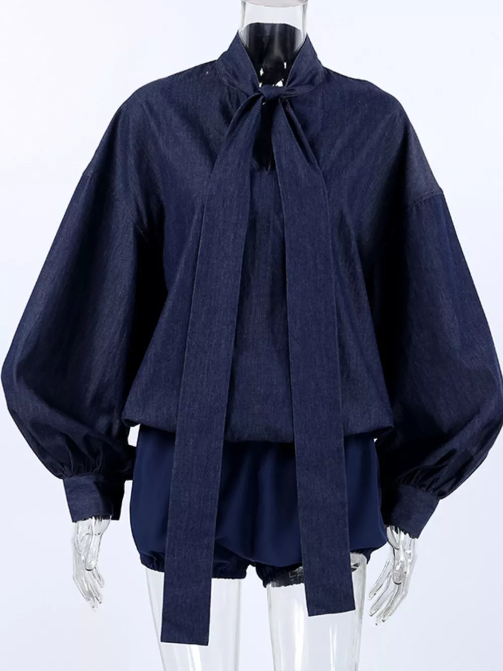 Tie Front Denim Top and Shorts Set, image 7