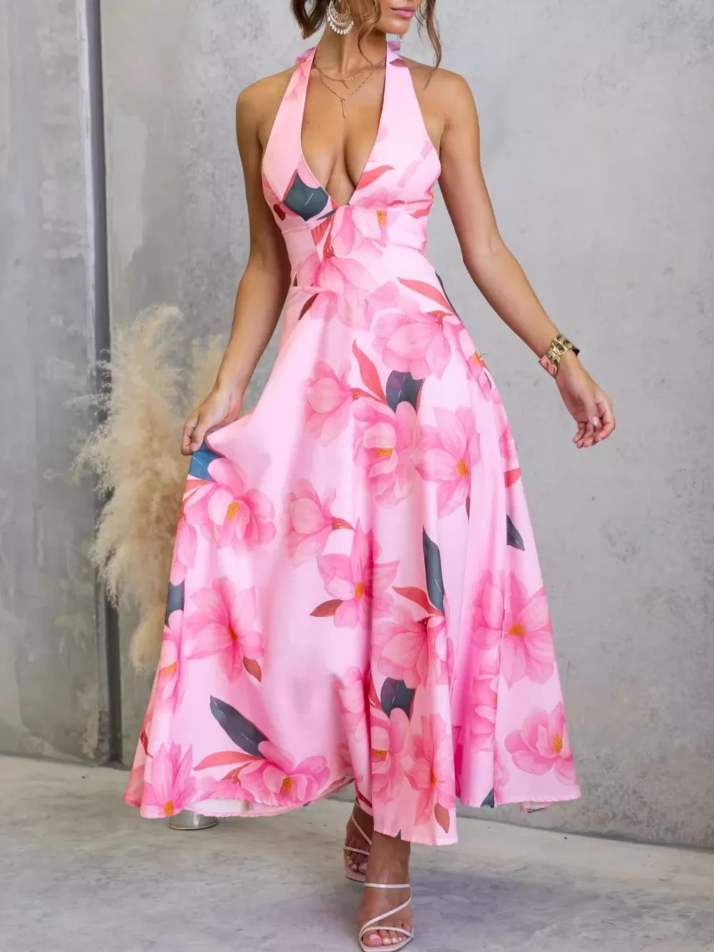 Floral Print Halter Neck Maxi Dress, image 10