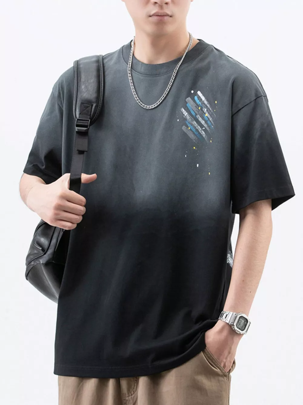 Men's Plus Size Round Neck Short Sleeve T-Shirt, image 3