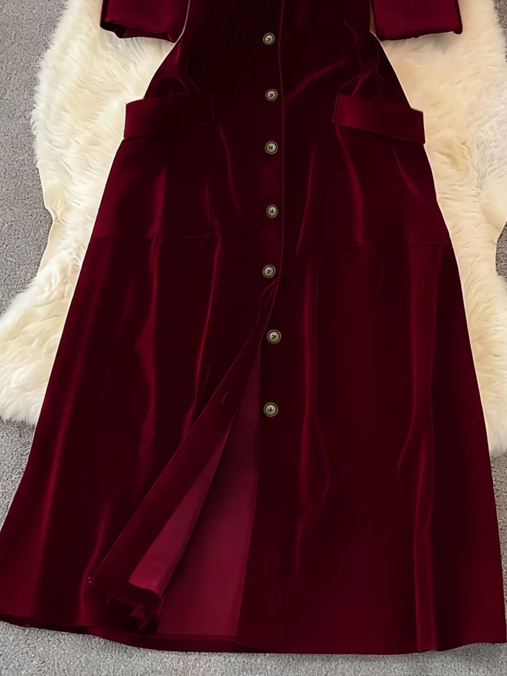 Velvet Button-Down Midi Dress, image 8