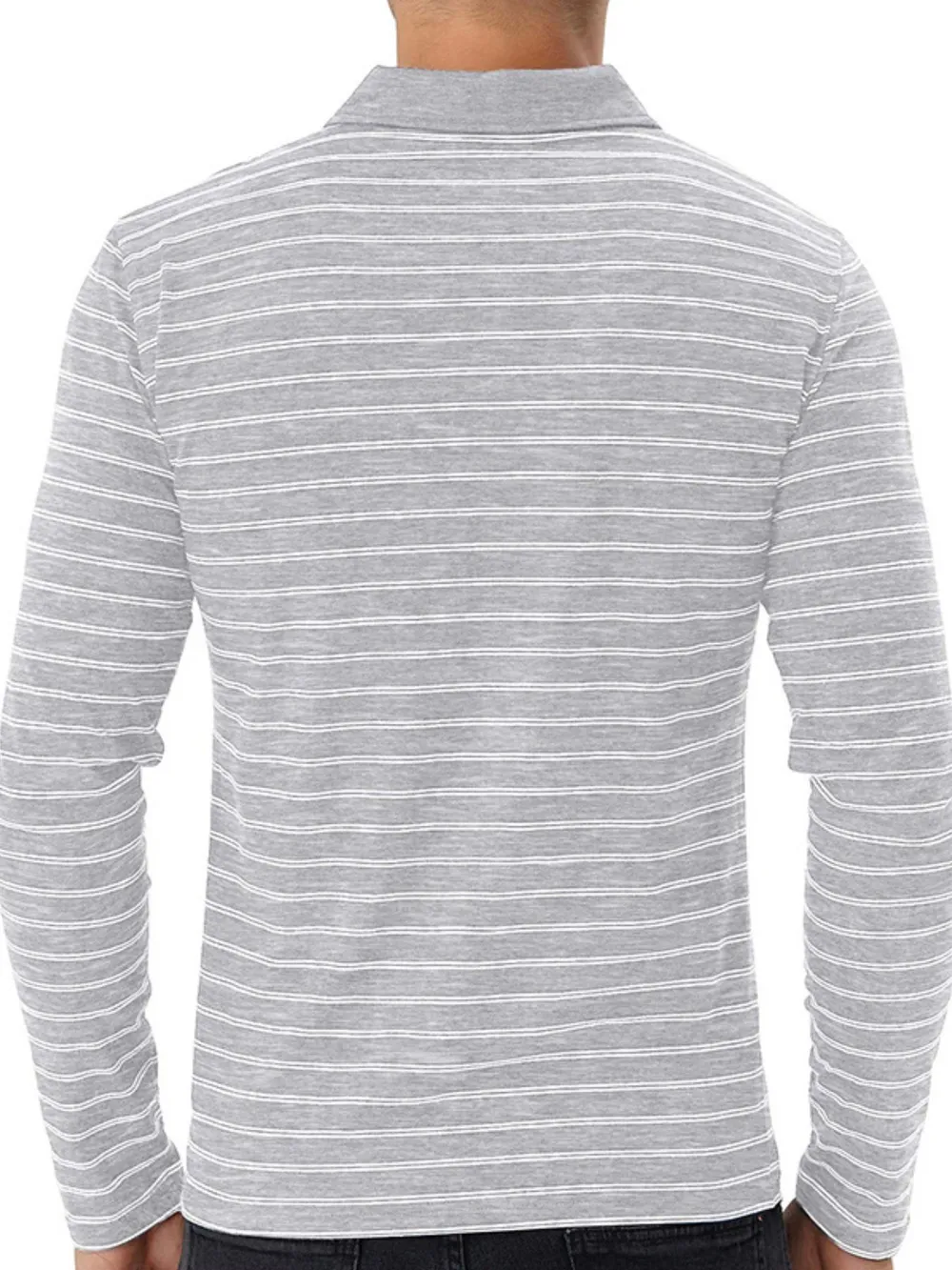 Men's Striped Long Sleeve Polo Shirt, image 4
