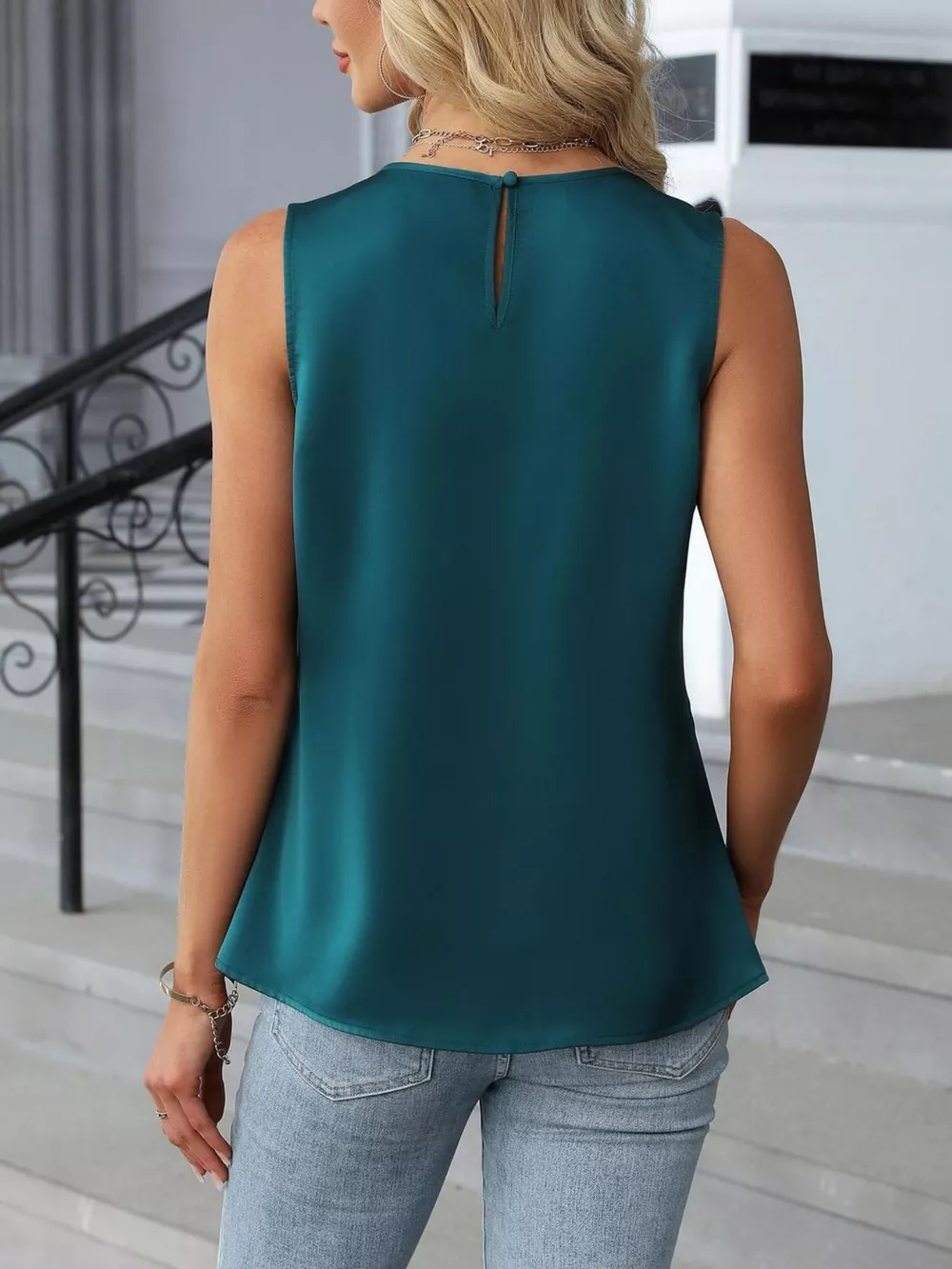 Pleated Round Neck Tank Top, image 4