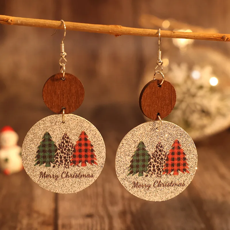 PU Leather Christmas Tree Earrings, image 2