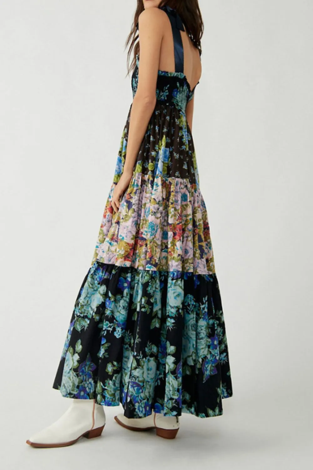 Floral Tiered Maxi Dress with Mixed Print Design, image 6
