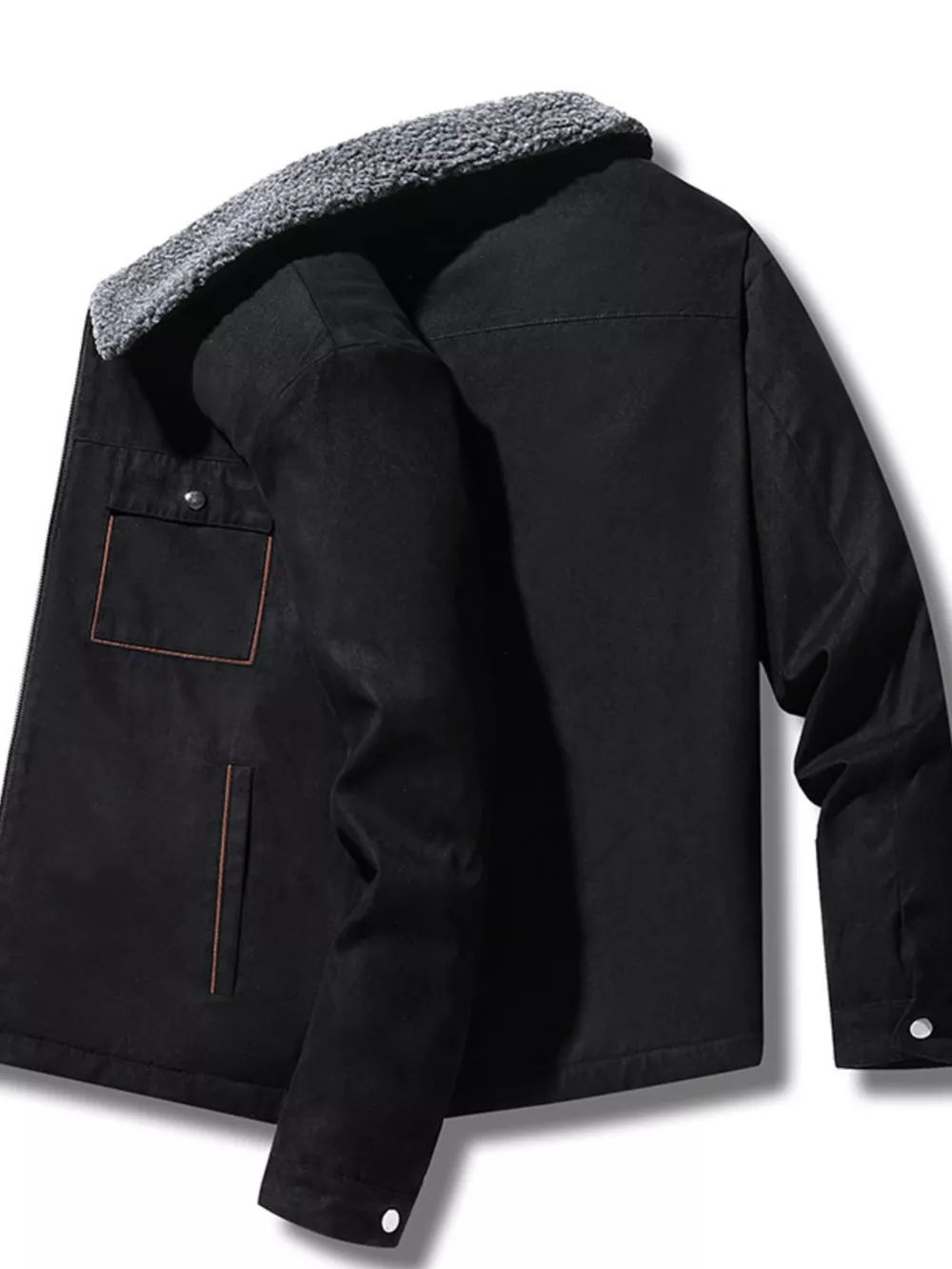Men's Plus Size Sherpa-Lined Canvas Utility Jacket, image 4