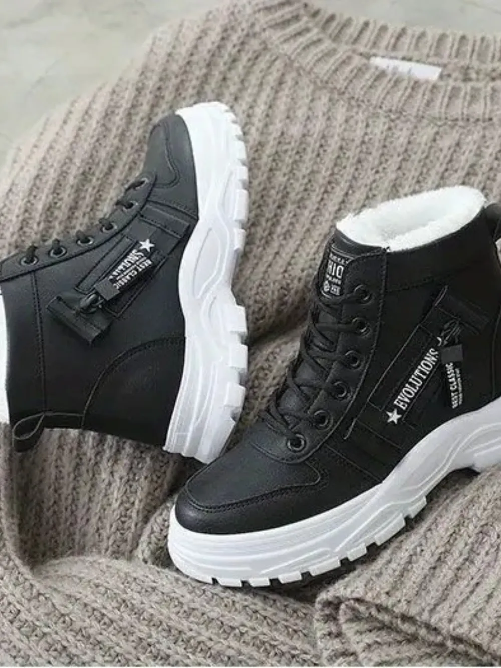 Decorative Zipper Round Toe Platform Boots, image 3