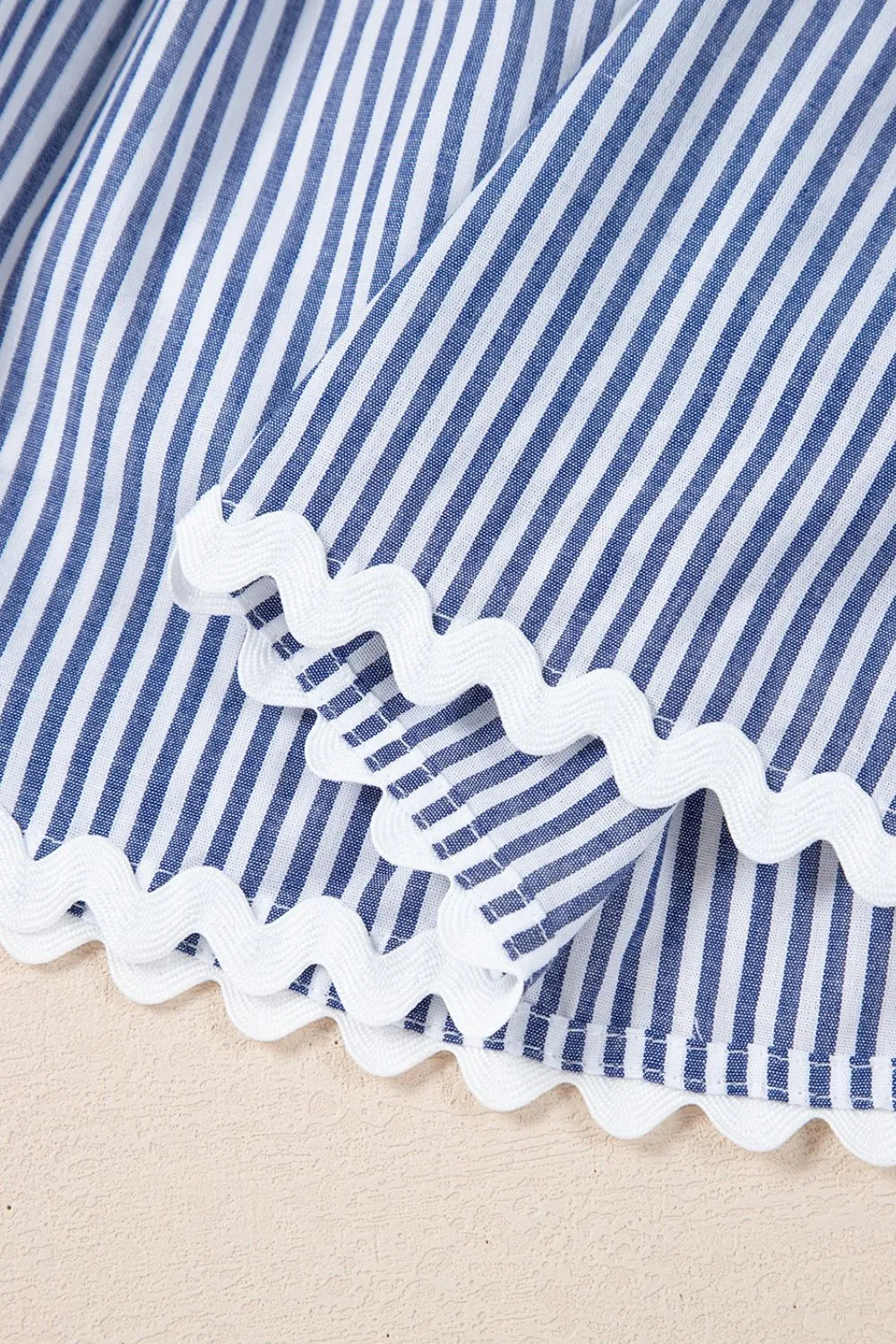 Stripe Sleeveless Notched Ric Rac Mini Dress, image 2