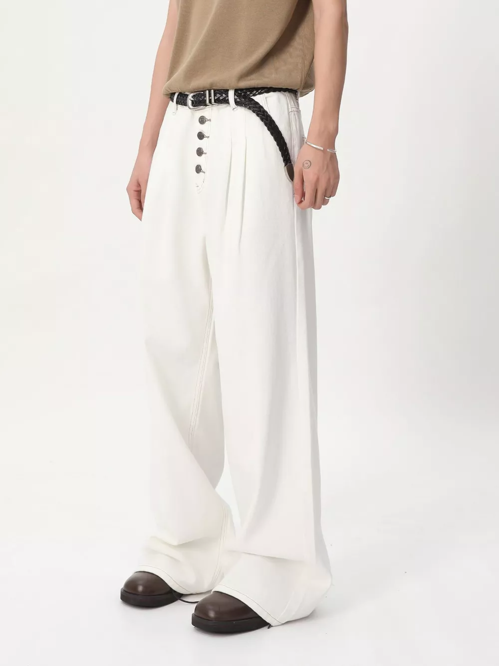 Men's Button-Fly Wide Leg Jeans, image 12