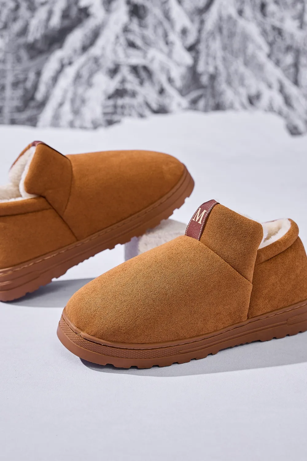 Letter M Suede Round Toe Slippers, image 6