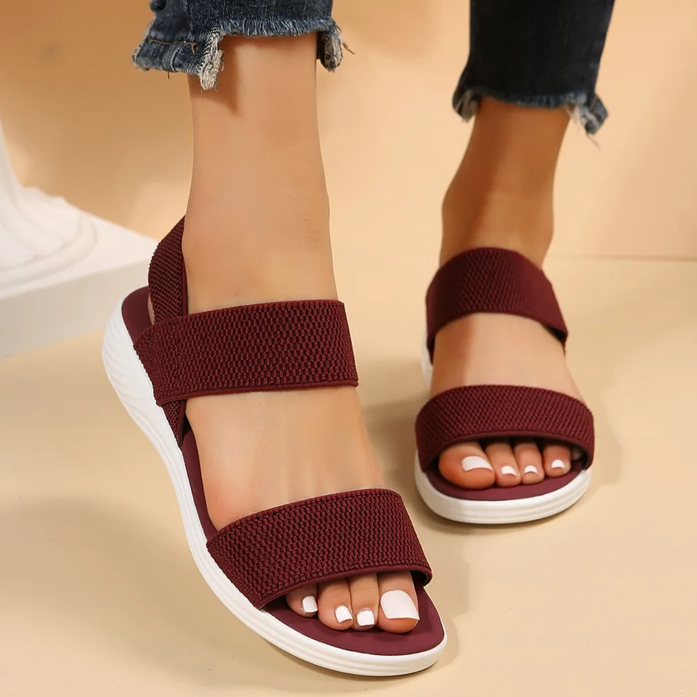 Rubber Open Toe Low Heel Sandals, image 2