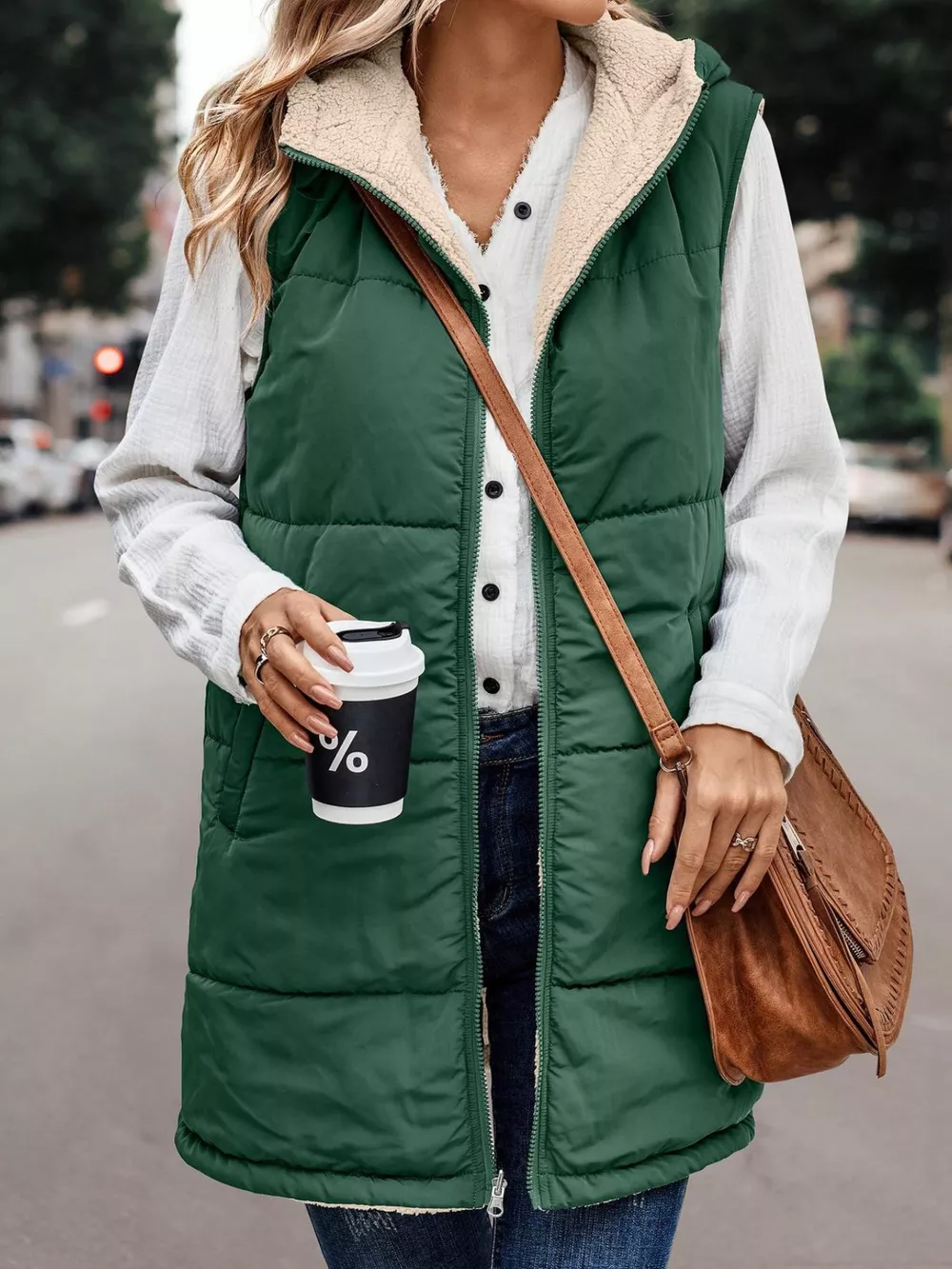 Full Size Hooded Sherpa-Lined Puffer Vest Coat Plus Size, image 30