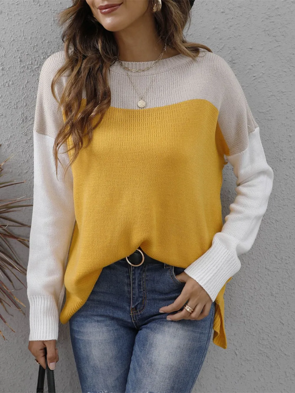 Color Block Round Neck Sweater, image 7