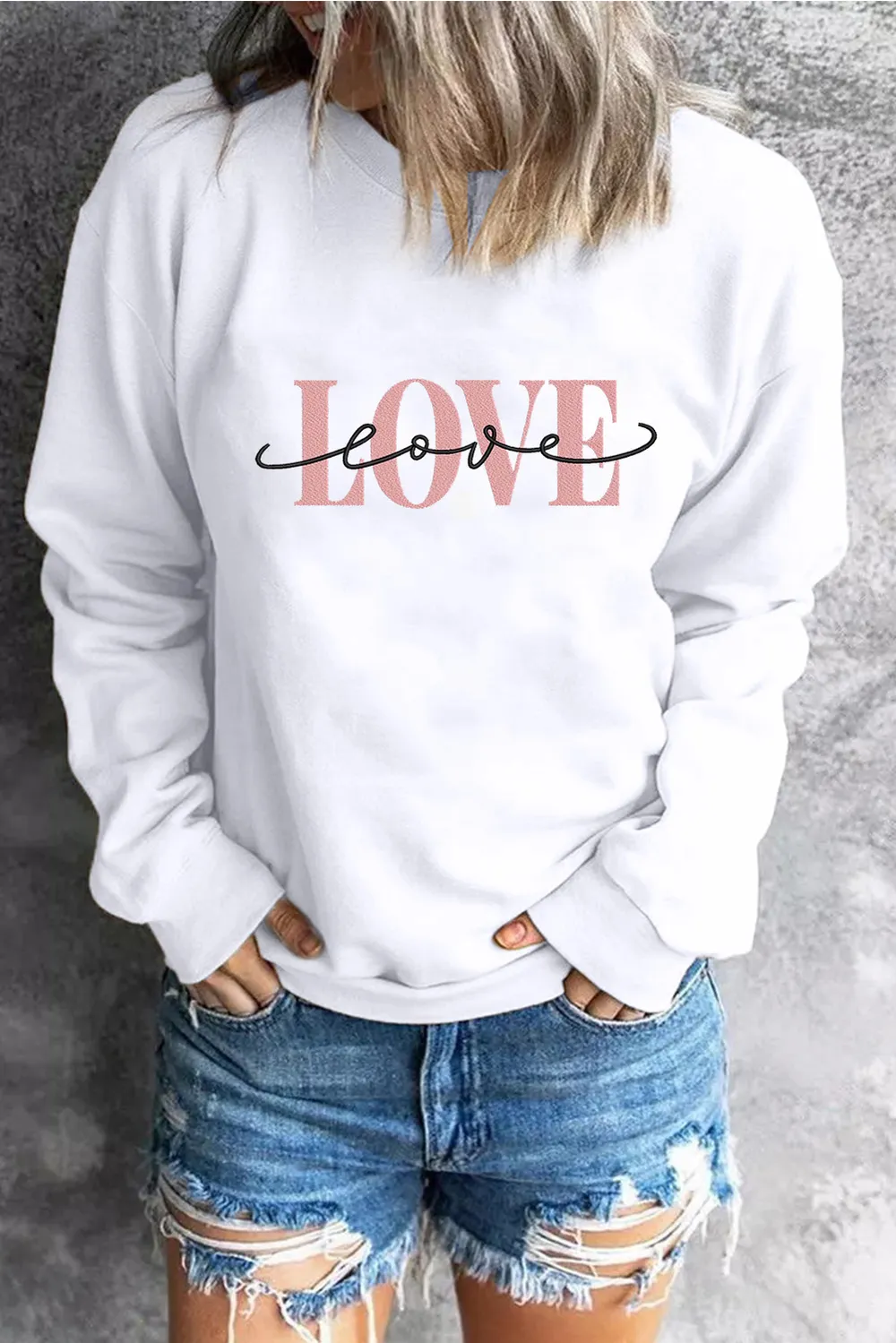 LOVE Round Neck Dropped Shoulder Sweatshirt, image 3