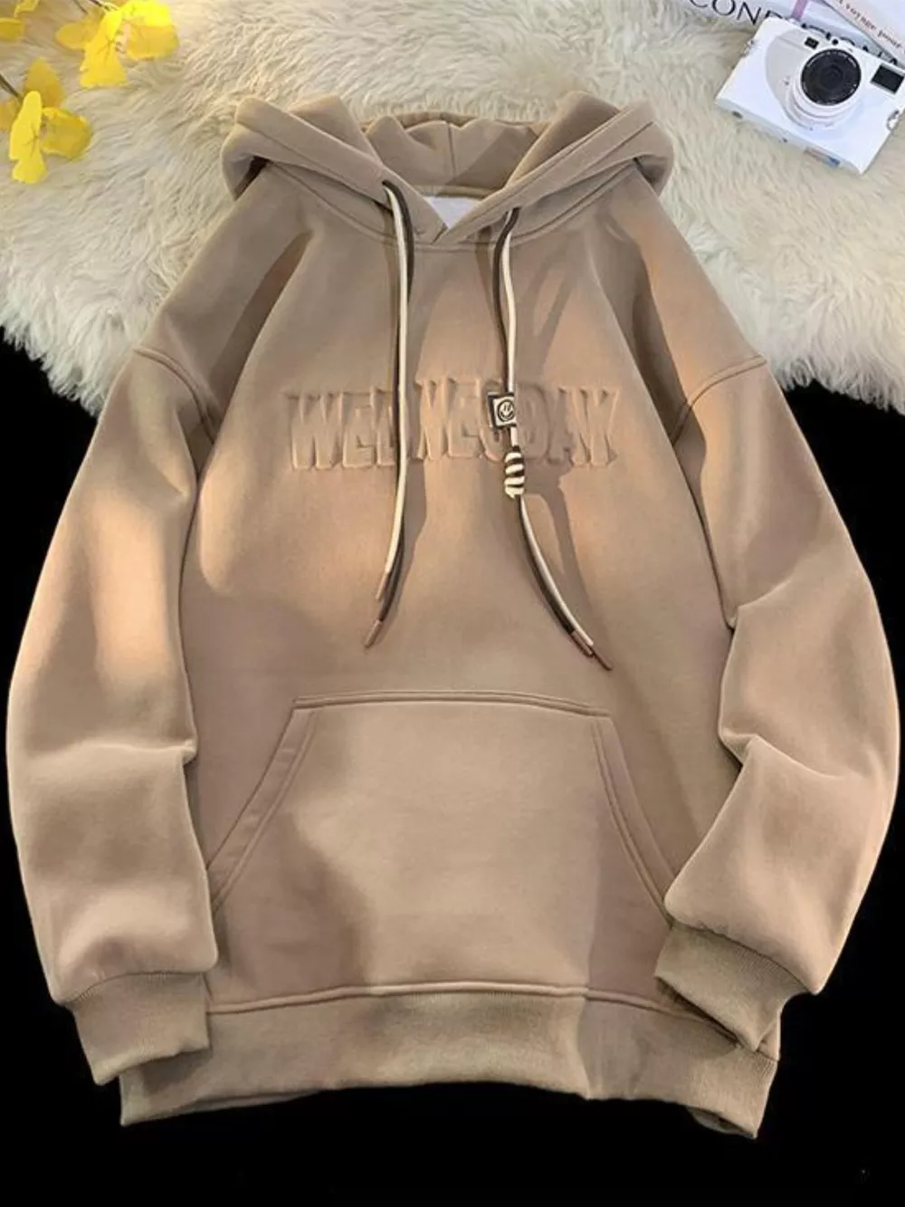 Men's Plus Size Letter Drawstring Long Sleeve Hoodie, image 2