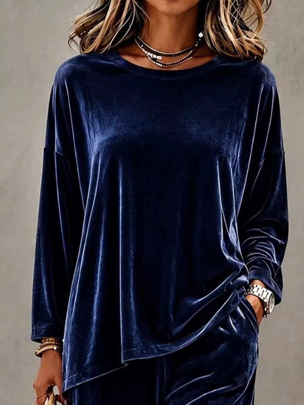 Full Size Velvet Long Sleeve Top and Pants Set Plus Size, image 11
