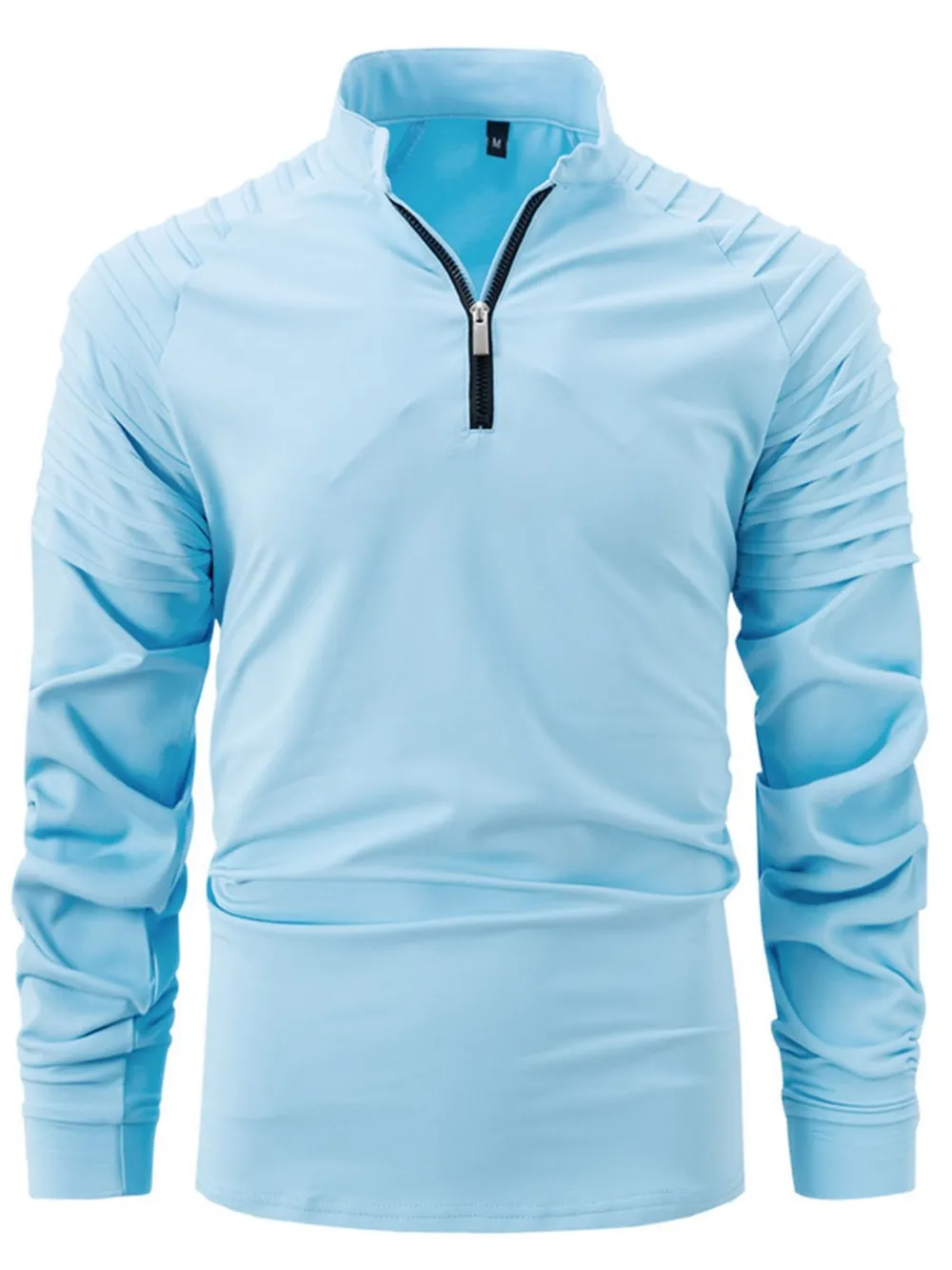 Men's Full Size Quarter Zip Long Sleeve Polo Plus Size, image 2