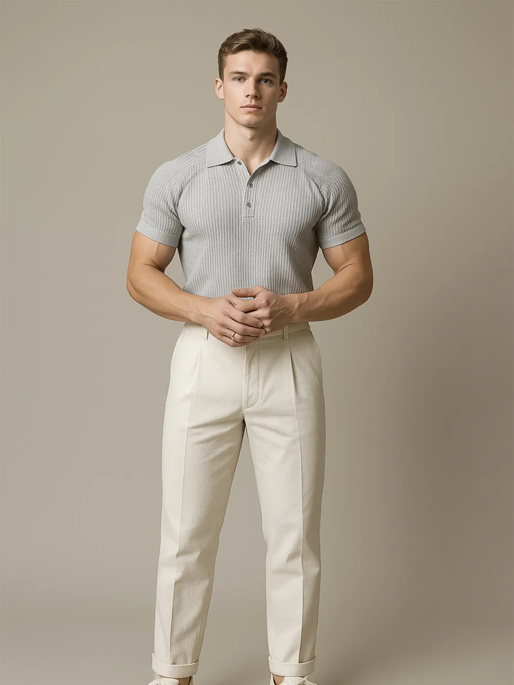 Men's Full Size Textured Knit Short Sleeve Polo Plus Size, image 2