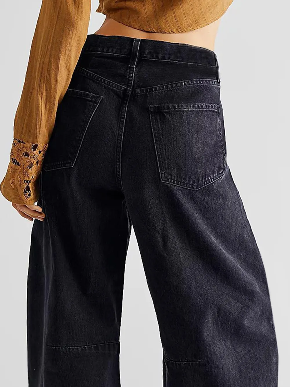 Raw Hem Wide Leg Jeans with Pockets, image 3
