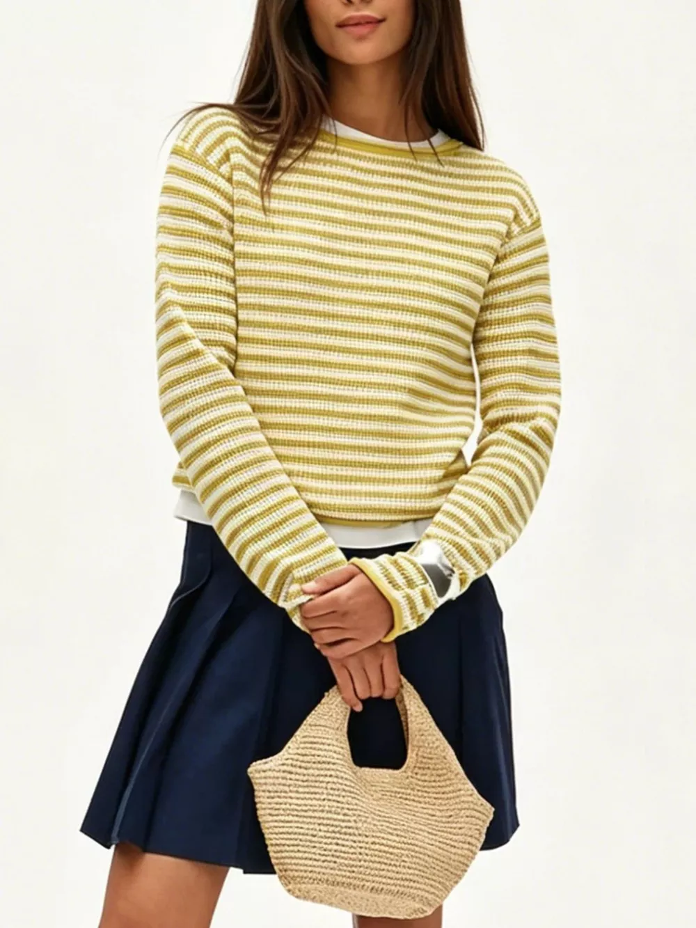 Striped Boat Neck Knit Sweater, image 11