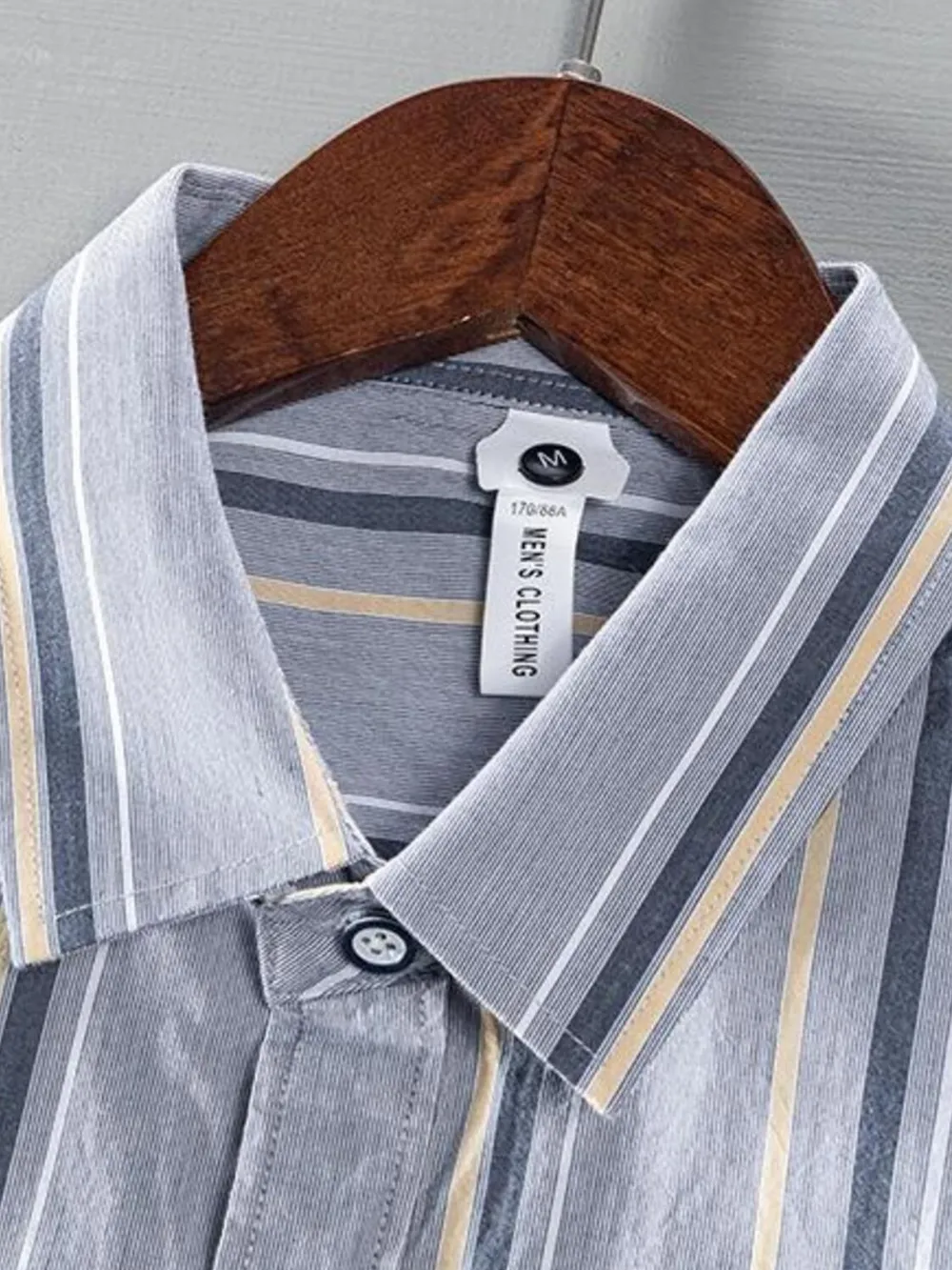 Men's Plus Size Striped Button Up Long Sleeve Shirt, image 5